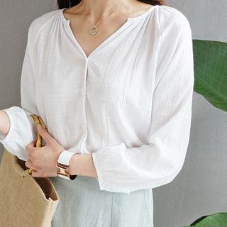 V-neck Crinkled Blouse