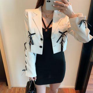 Embellished Blazer / Halter-neck Mini Sheath Dress