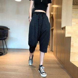 Textured Harem Pants Black - One Size