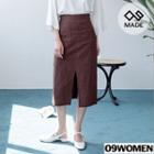 Plus Size Slit-hem H-line Linen Skirt