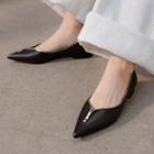 Zip Accent Genuine Leather Flats