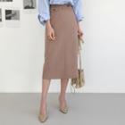 High-waist Flap Long Pencil Skirt