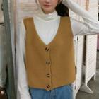 V-neck Cardigan / High-neck Plain T-shirt