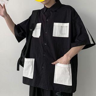 Elbow-sleeve Paneled Shirt