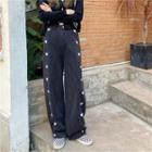 High-waist Sweetheart Patterned Straight-cut Jeans
