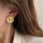 Disc Stud Earring 1 Pair - Gold - One Size
