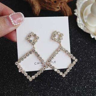 Rhinestone Square Dangle Earring 1 Pair - One Size
