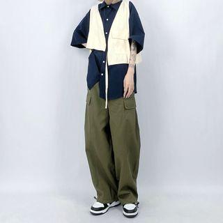 Plain Pocket Detail Loose-fit Cargo Pants