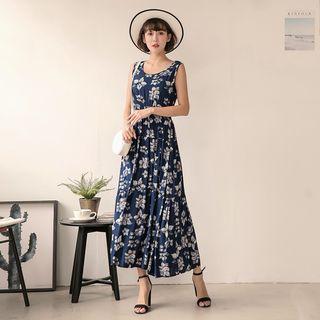 Floral Print A-line Maxi Tank Dress