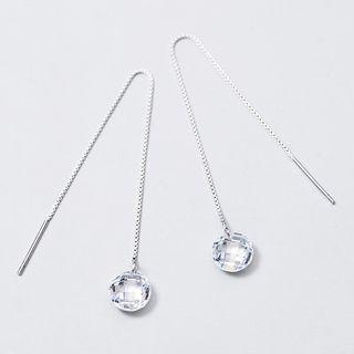 Rhinestone Threader Earring 1 Pair - Silver - One Size
