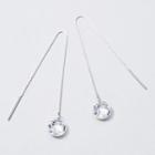 Rhinestone Threader Earring 1 Pair - Silver - One Size