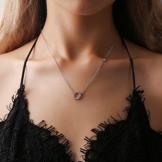 Rhinestone Hoop Necklace 9503 - 01 - As Shown In Figure - One Size