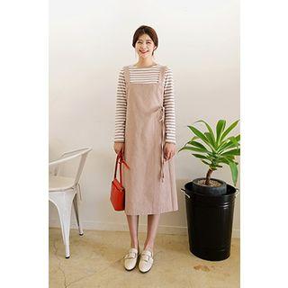 Surplice-wrap Midi Jumper Dress