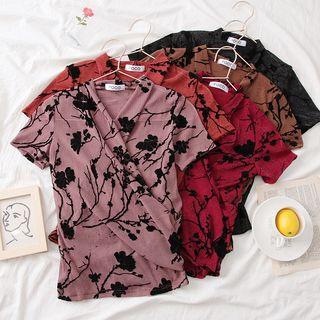 Glitter Flower-print T-shirt