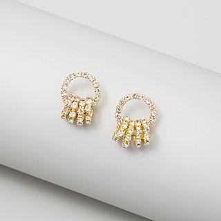 Rhinestone Interlocking Hoop Earring 1 Pair - E2470 - Gold - One Size
