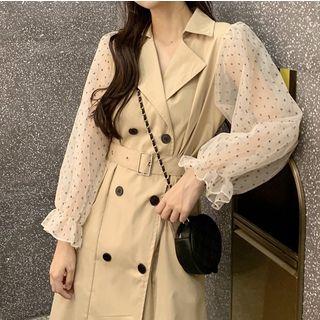 Dotted Panel Double Breasted Trench Coat