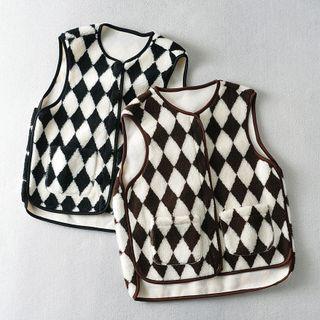 Argyle Print Button-up Vest