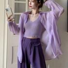 Plain Shirt / Camisole Top / Wide Leg Pants / Set