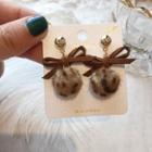 Leopard Print Bobble Bow Dangle Earring As Shown In Figure - One Size