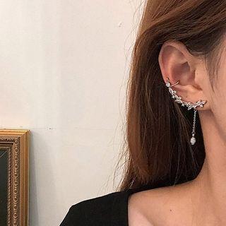 Alloy Rhinestone Leaf Dangle Earring 1 Pc - 925 Silver Needle Earring - One Size