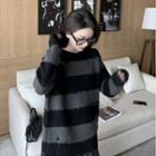 Long-sleeve Striped Knit Sweater Stripe - One Size