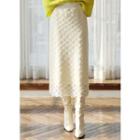 Fringed-lace Reversible Midi Knit Skirt