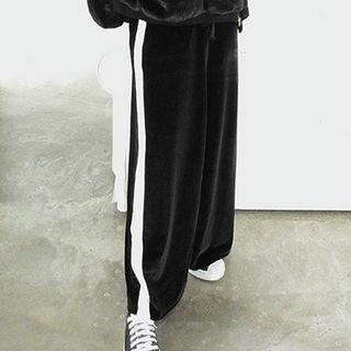 Contrast-trim Velvet Wide-leg Sweatpants
