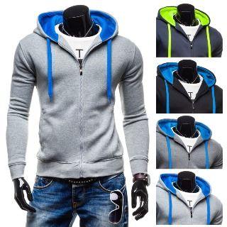Zipped Two Tone Hooded Top