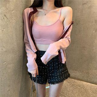 Crop Camisole Top / Fringe Trim Shorts