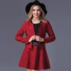 Set: Pocket-accent Cropped Jacket + Sleeveless Color-block Paneled Dress