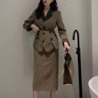 Set: Single Breasted Blazer + Midi Pencil Skirt