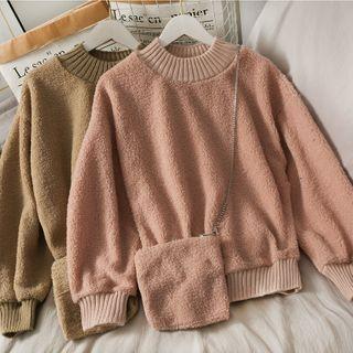 Loose-fit Fleece Pullover With Mini Crossbody Bag In 5 Colors