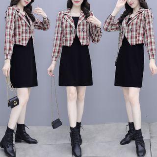 Set: Gingham Blazer + Tank Dress