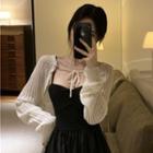 Ribbed Knit Shrug Shrug - Off-white - One Size