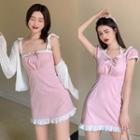 Plain Light Cardigan / Lace Sleeveless Dress / Short-sleeve Slim-fit Dress