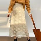 Reversible Midi A-line Knit Skirt Almond - One Size