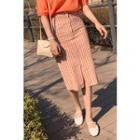 Checked H-line Midi Skirt Orange - One Size