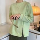 Round-neck Slit Long-sleeve Sweatshirt