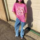 Cat Heart-printed Oversized T-shirt