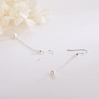 925 Sterling Silver Faux Pearl Dangle Earring 1 Pair - Es1340 - Silver - One Size