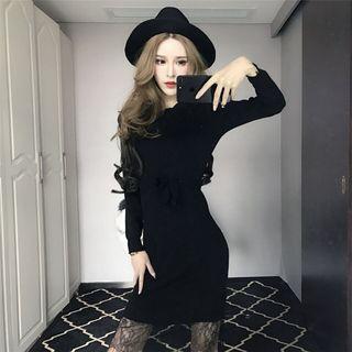 Long-sleeve Lace Hem Sheath Dress