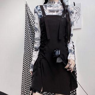 Spaghetti Strap Mini A-line Dress / Long-sleeve T-shirt