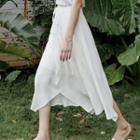 Drawstring Waist Asymmetrical A-line Skirt
