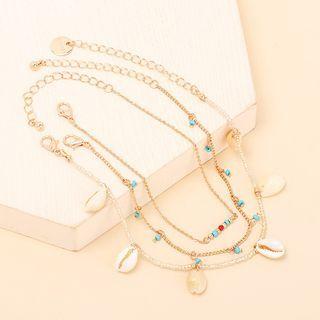 Set Of 3: Shell Bead Alloy Anklet (various Designs) Set Of 3 - Gold - One Size