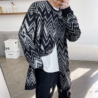 Zigzag Pattern Slit Sweatshirt