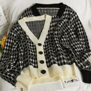 Houndstooth Loose Cardigan