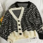 Houndstooth Loose Cardigan