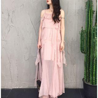 Spaghetti Strap Ruffled Maxi Dress