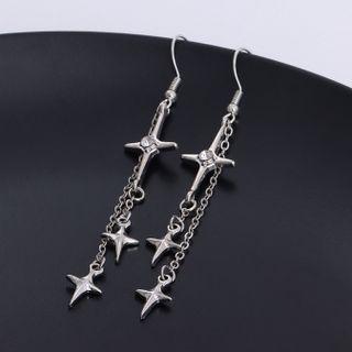 Star Rhinestone Alloy Fringed Earring 1 Pair - Silver - One Size