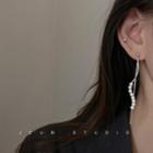 Faux Pearl Fringe Earring 1 Pair - 925 Silver Earring - White - One Size